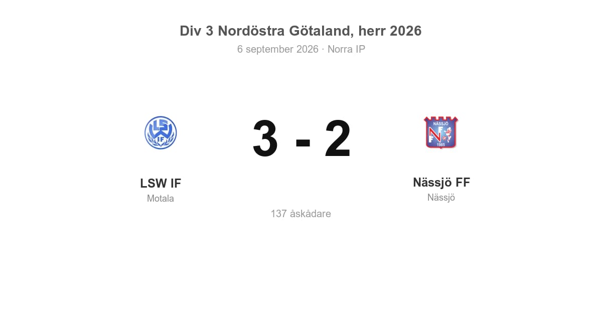 Förlust i bortamatch: Nässjö föll mot LSW IF (3–2)
