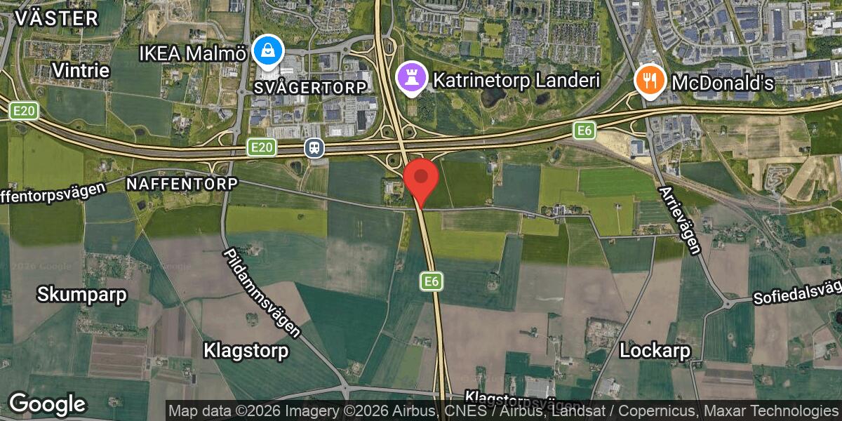 Fordonshaveri på E6 mellan V Klagstorp och Petersborg påverkar trafiken