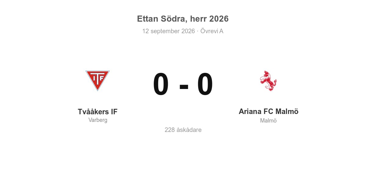 Oavgjort för Tvååkers IF hemma mot Ariana FC Malmö