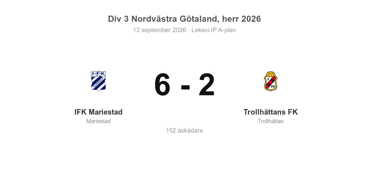 Vinst för IFK Mariestad hemma mot Trollhättans FK