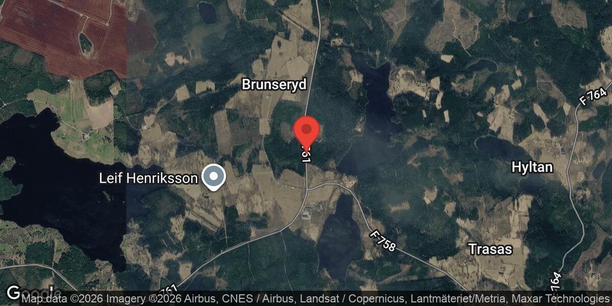 Singelolycka på väg 761 vid Brunseryd med stor påverkan