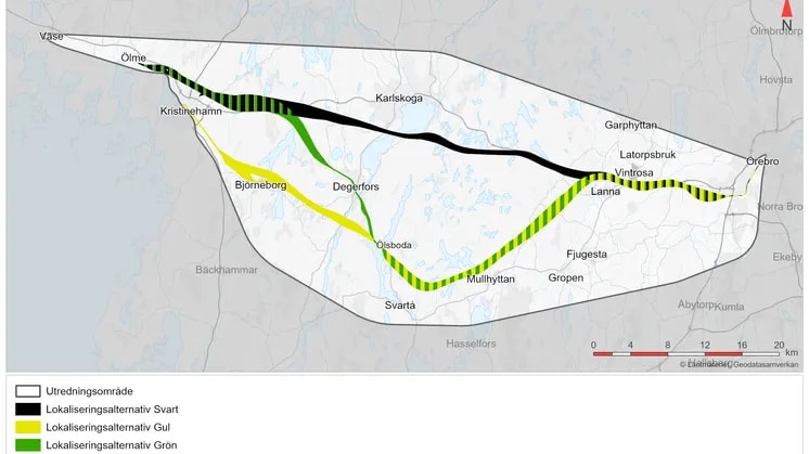 Nobelbanan föreslås via Karlskoga – kan ge 33 minuter mellan Örebro och Karlstad