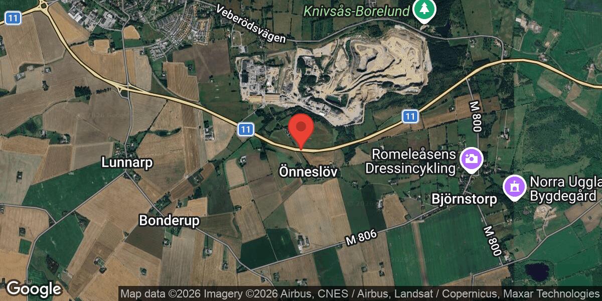 Singelolycka på Väg 11 söder om Dalby orsakar stor påverkan
