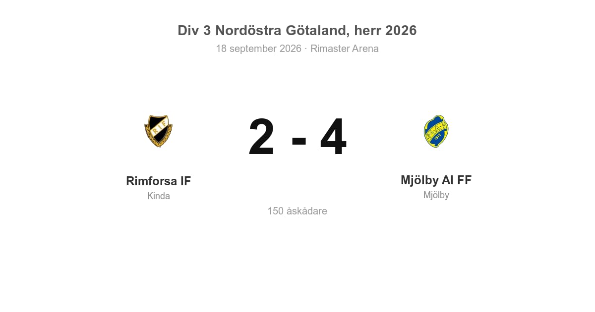 Vinst borta mot Rimforsa – Mjölby 4–2