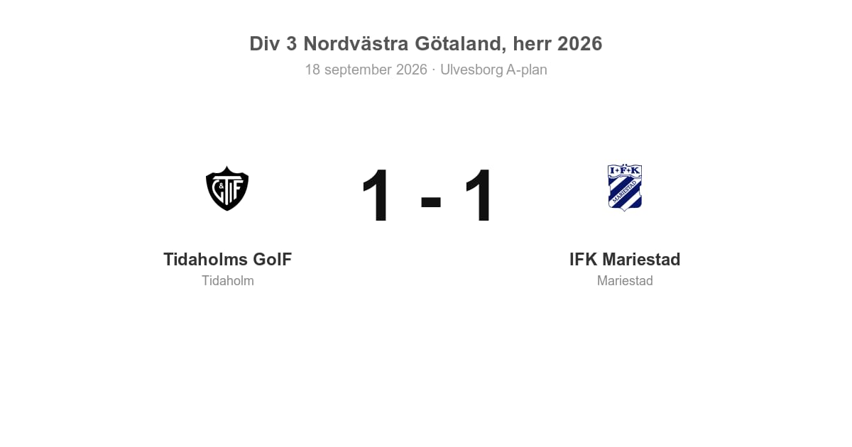 Oavgjort för IFK Mariestad i bortamatch mot Tidaholms GoIF