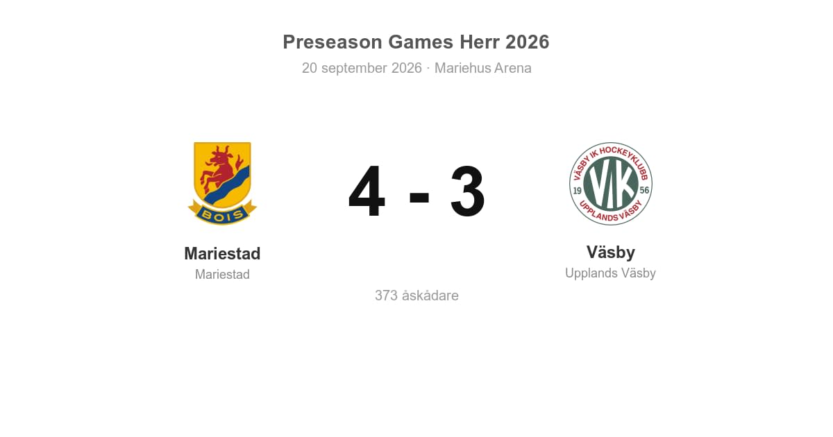 Vinst för Mariestad hemma mot Väsby (4–3)