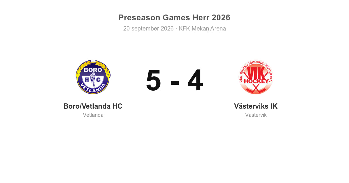 Vinst för Vetlanda hemma mot Västerviks IK (5–4)