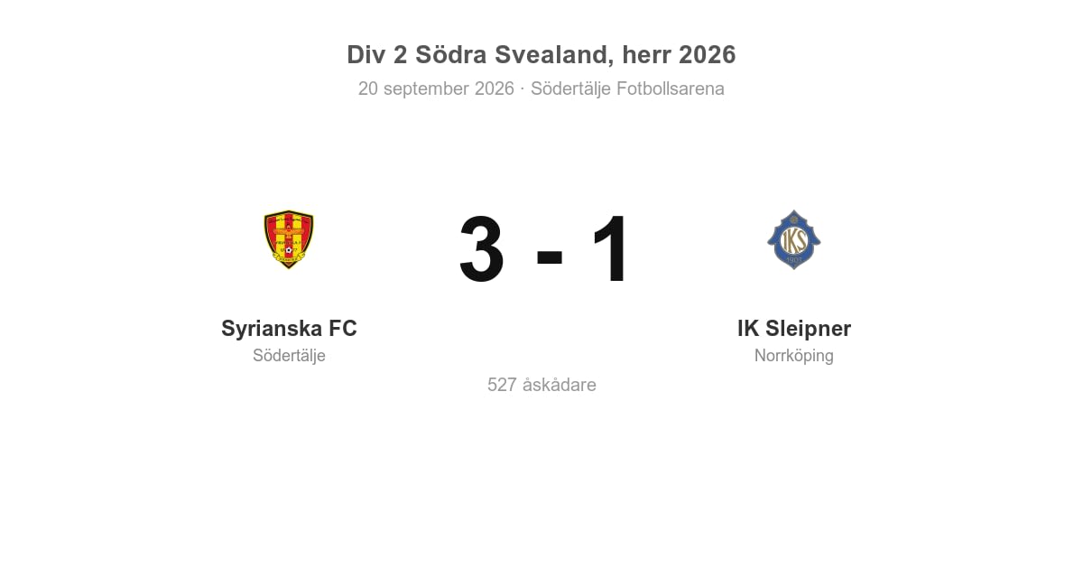 Vinst för Syrianska hemma mot IK Sleipner (3–1)