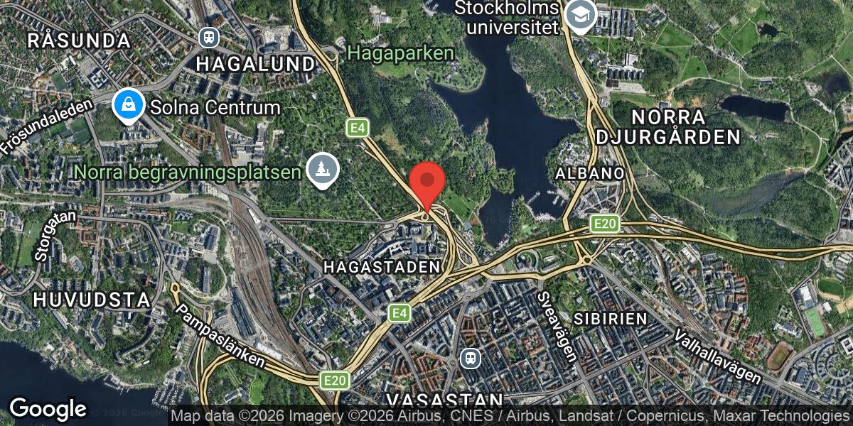 Vägarbete på E4 mellan Utfart Hagatunneln och Trafikplats Haga Södra med mycket stor påverkan