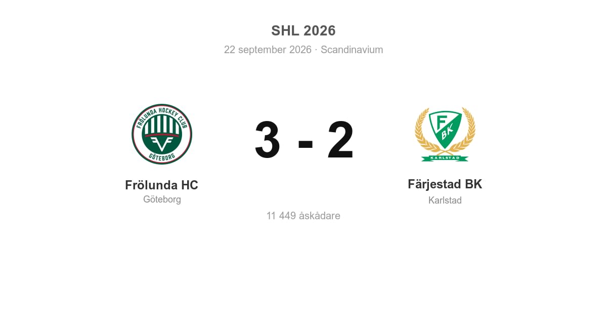 Vinst för Frölunda HC hemma mot Färjestad BK