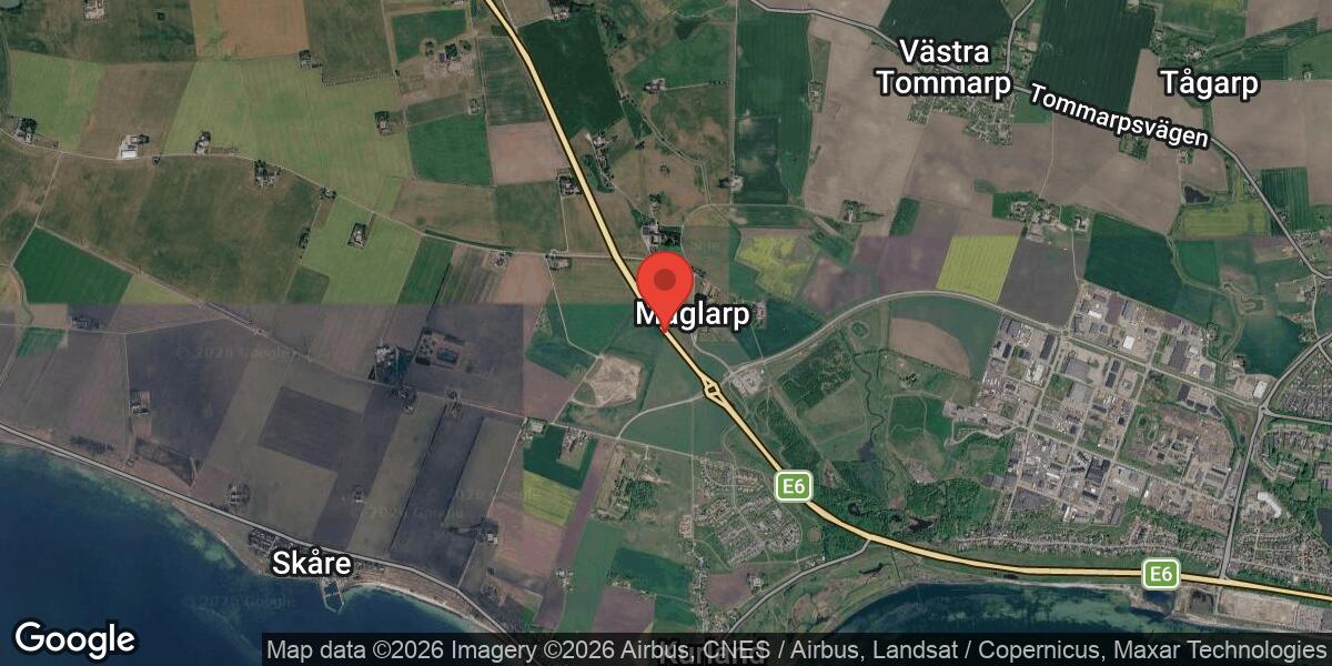 Fordonshaveri på E6 vid Maglarp påverkar trafiken mot Trelleborg