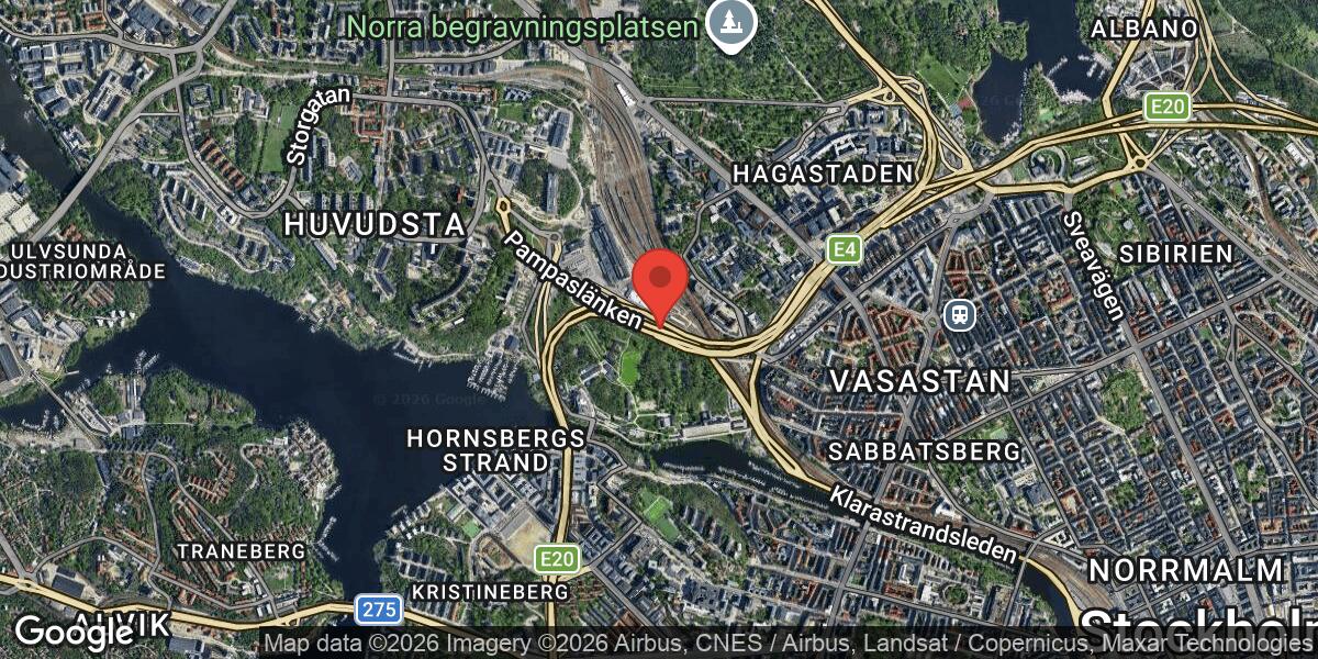 Vägavstängning på Pampaslänken och Klarastrandsleden i Solna