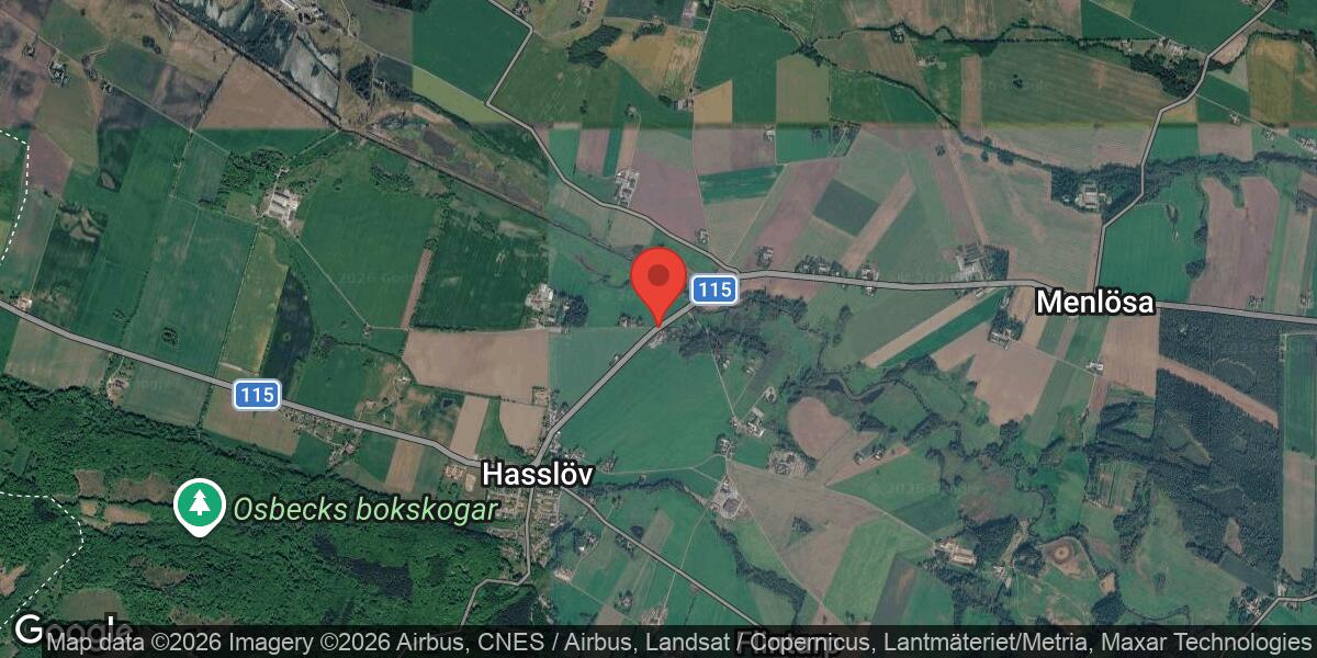 Beläggningsarbete på väg 115 mellan Hasslövs bro S och Hasslöv kyrka S