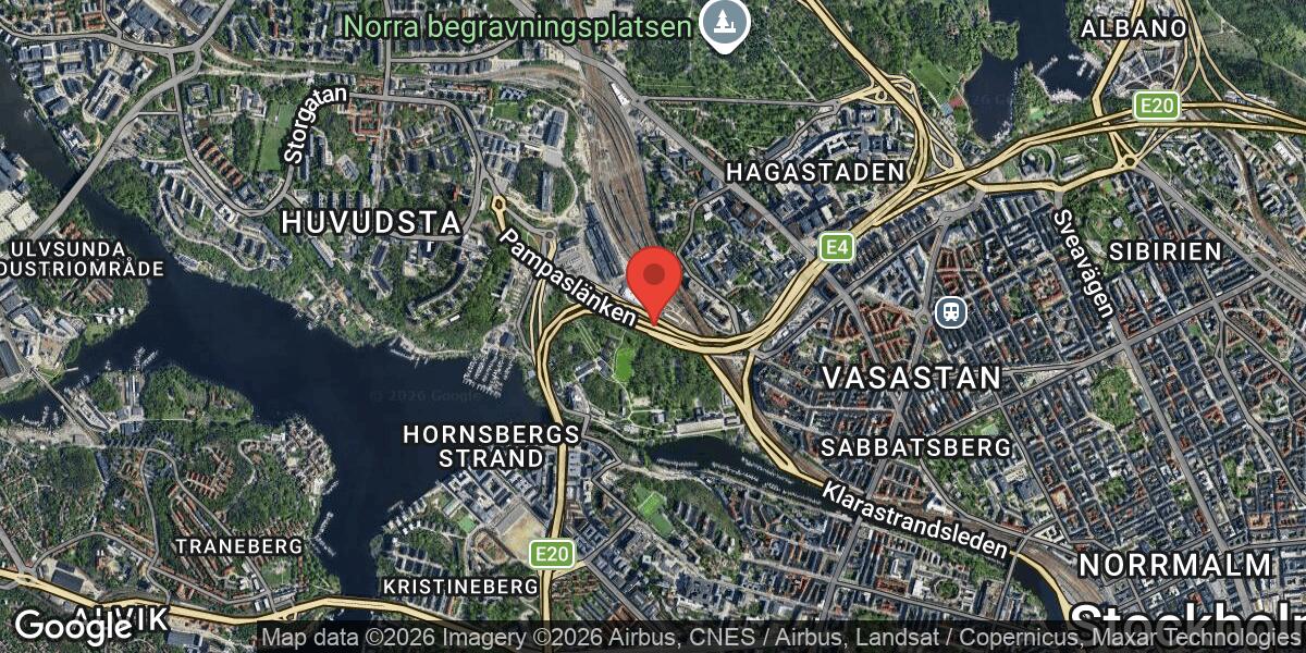 Vägen avstängd på Pampaslänken och Klarastrandsleden i Solna