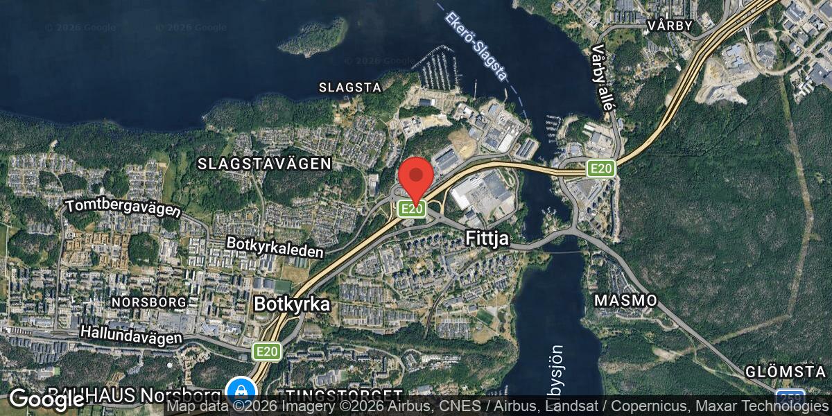 Beläggningsarbete stänger avfart vid Trafikplats Fittja på E4 mot Stockholm