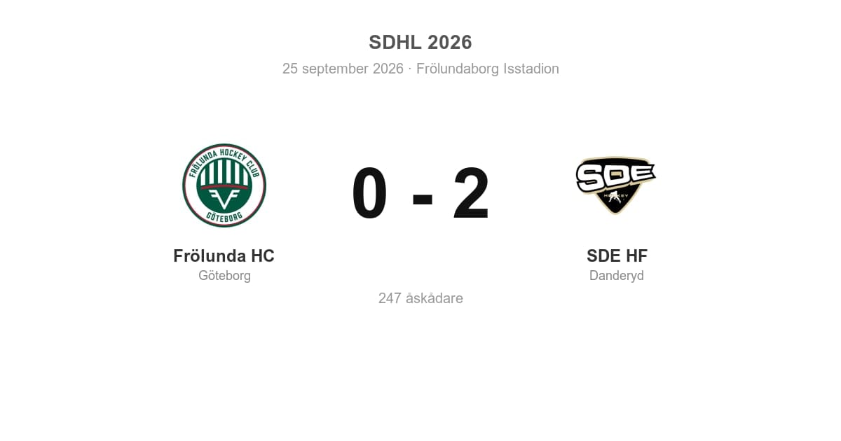 Förlust för Frölunda hemma mot SDE — 0–2