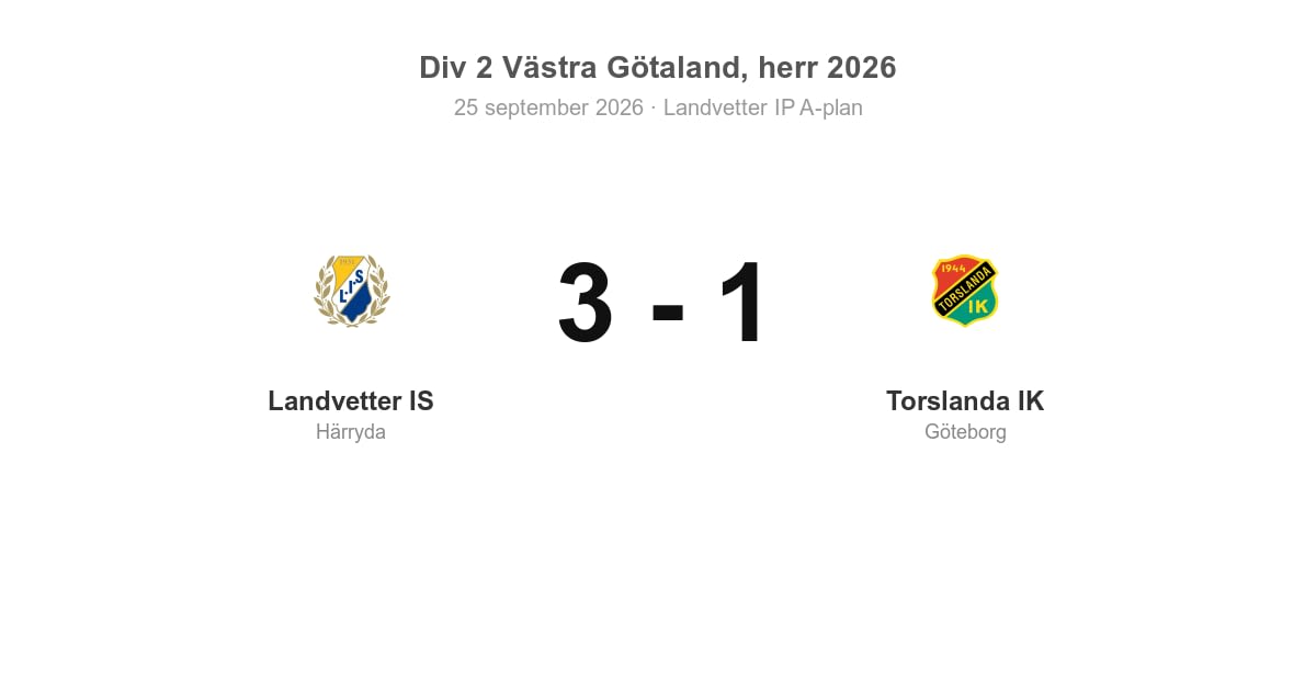 Bortaförlust för Torslanda IK i bortamatch mot Landvetter IS