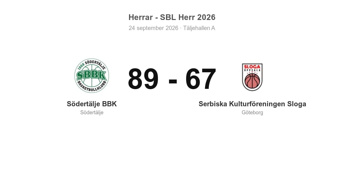 Förlust för Sloga i bortamatch mot Södertälje (67–89)