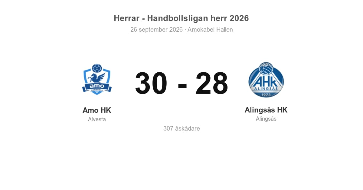 Vinst för Amo HK (Alvesta) hemma mot Alingsås HK
