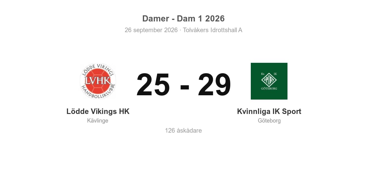 Förlust för Lödde Vikings (Kävlinge) hemma mot Kvinnliga IK Sport 25–29