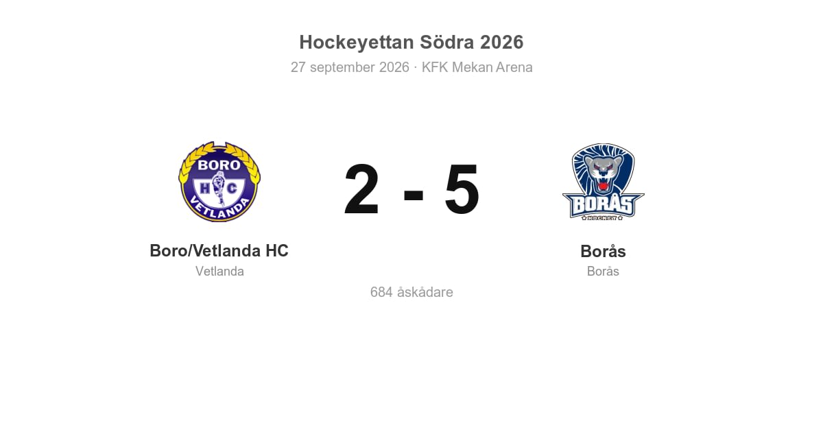 Förlust för Vetlanda hemma mot Borås (2–5)