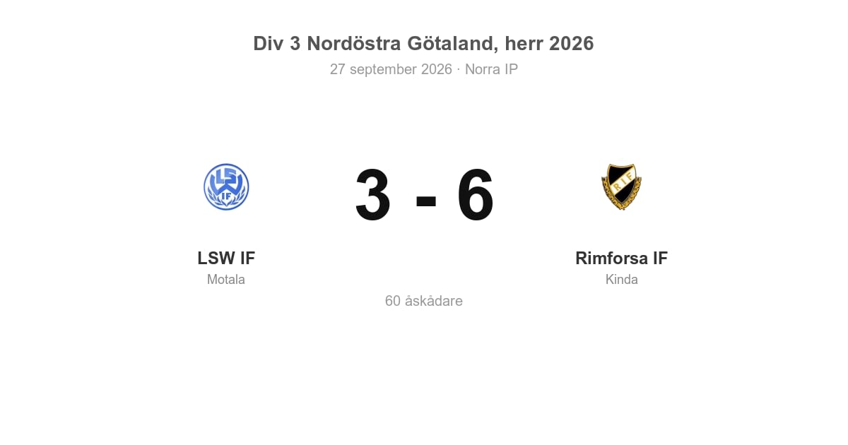 Seger för Rimforsa i bortamatch mot LSW IF