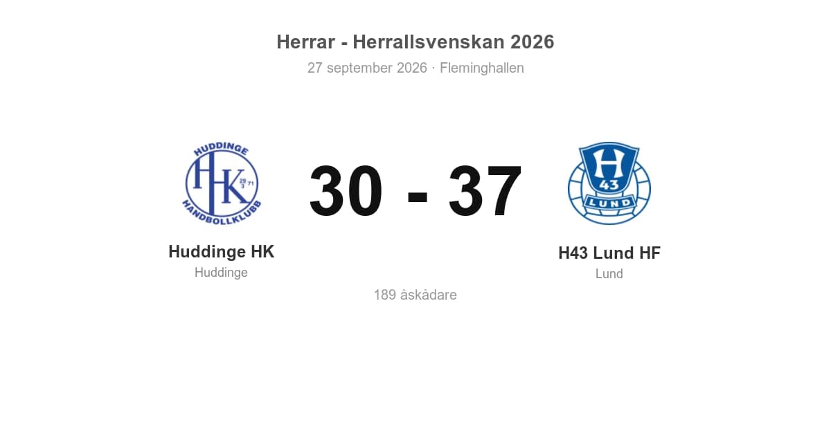 Vinst borta mot Huddinge för H43 Lund HF
