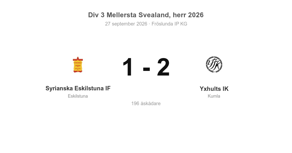 Vinst borta mot Syrianska Eskilstuna IF för Kumla (Yxhults IK)