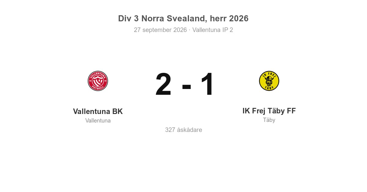 Förlust för Täby i bortamatch – 1–2 mot Vallentuna