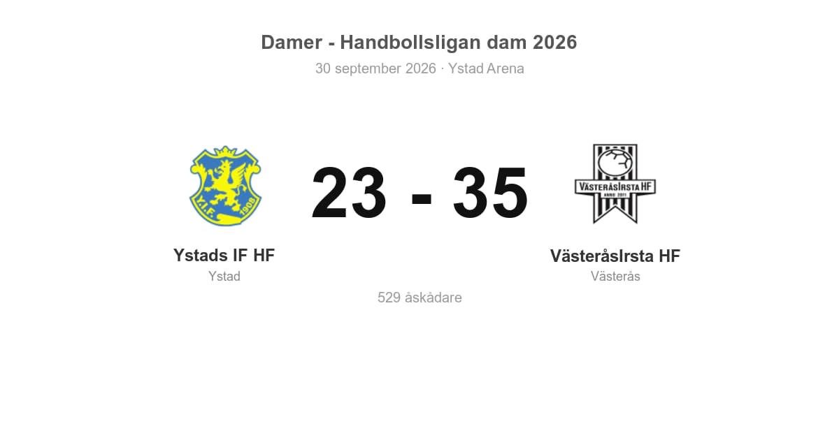 Vinst i bortamatch – VästeråsIrsta slog Ystads IF HF