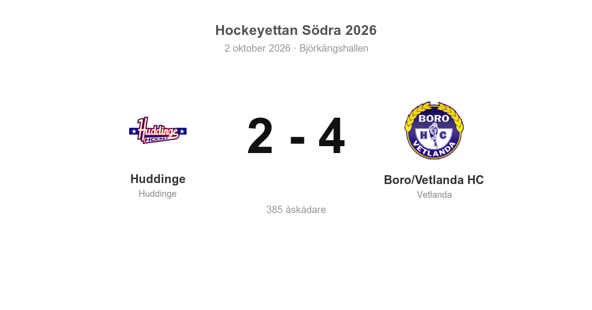 Vinst för Boro/Vetlanda HC i bortamatchen mot Huddinge