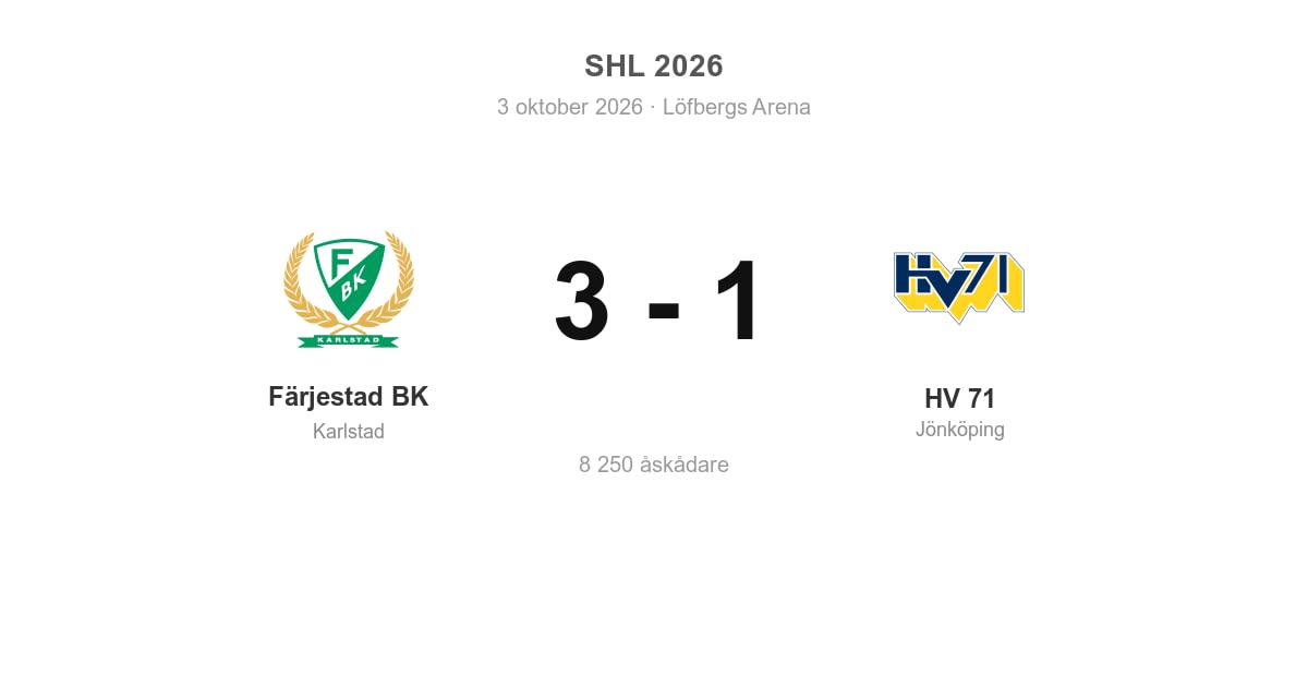 Förlust för HV 71 i bortamatchen mot Färjestad BK