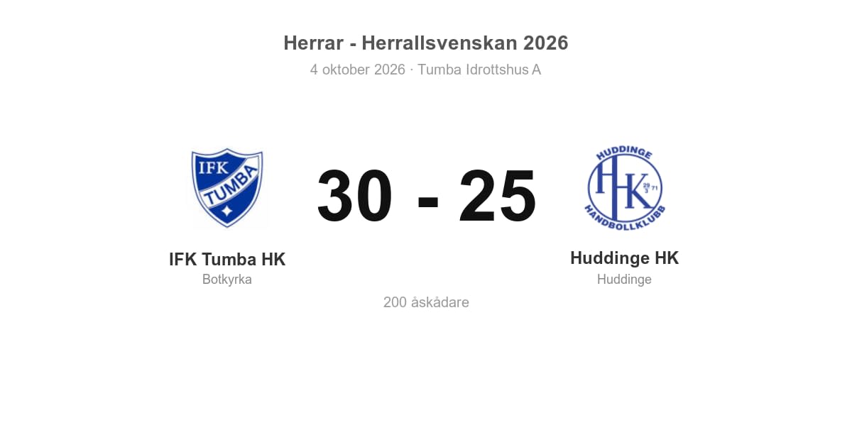 IFK Tumba HK vann hemma mot Huddinge HK