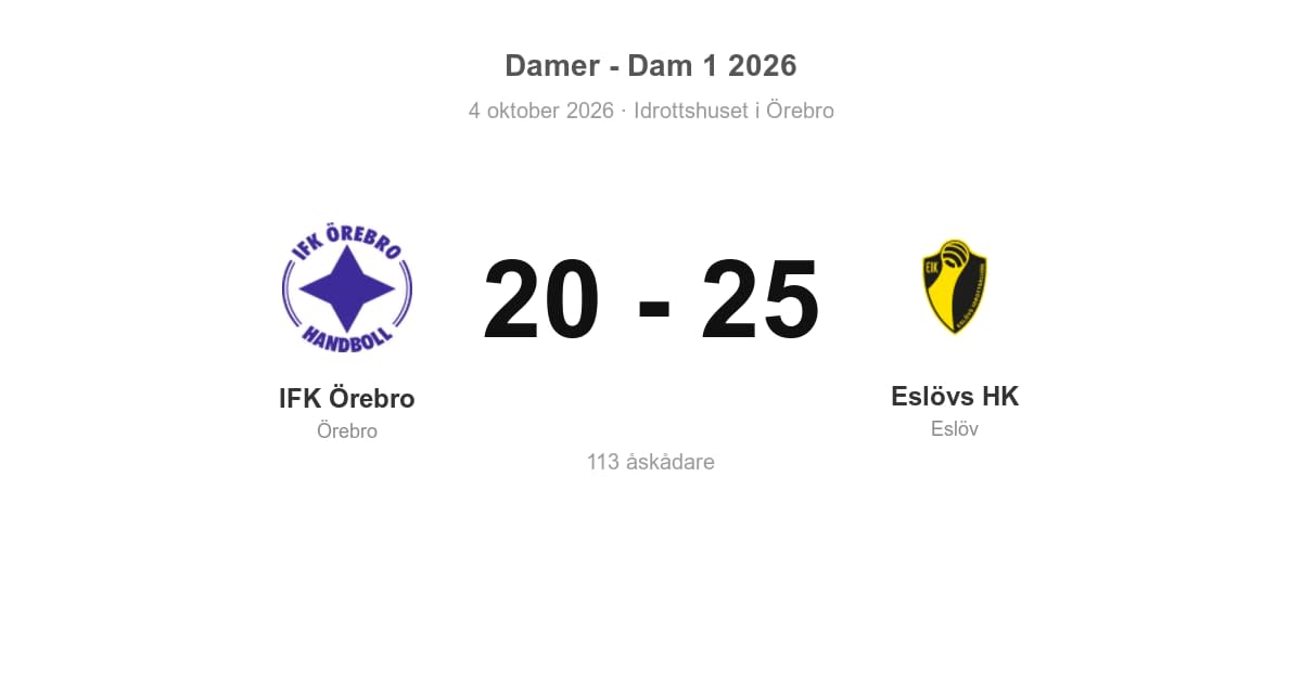 Eslövs HK vann bortamatchen mot IFK Örebro