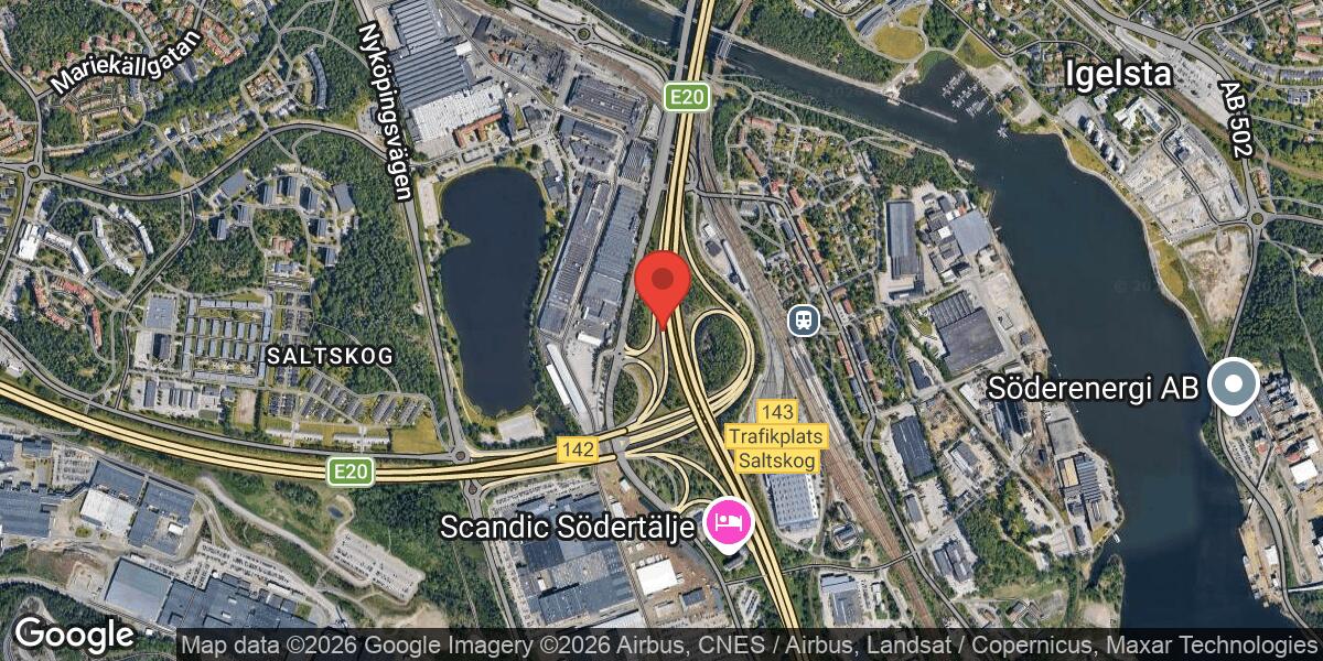 Belysningsarbete på E20 vid Södertälje