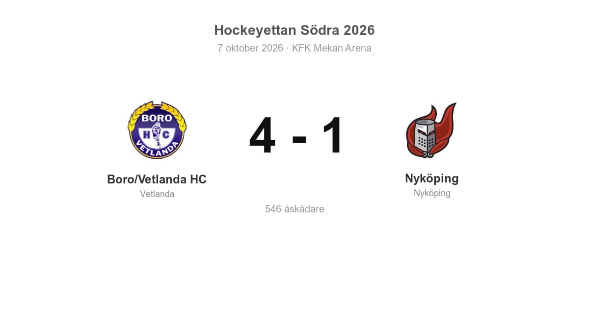 Boro/Vetlanda HC vann hemma mot Nyköping