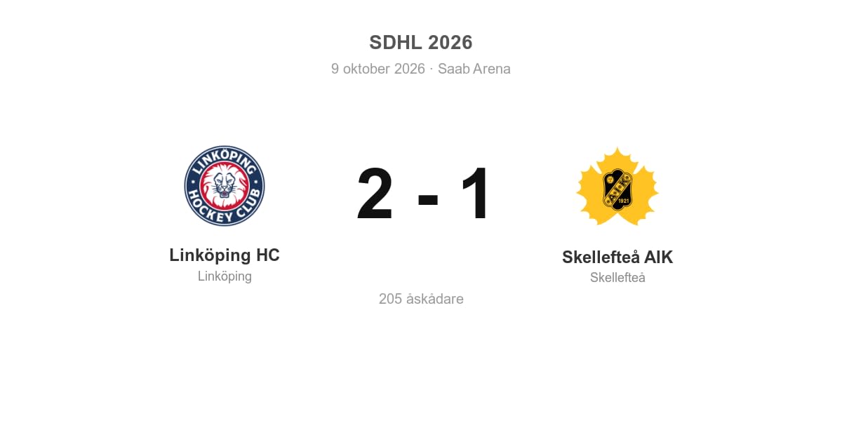 Vinst för Linköping HC hemma mot Skellefteå AIK