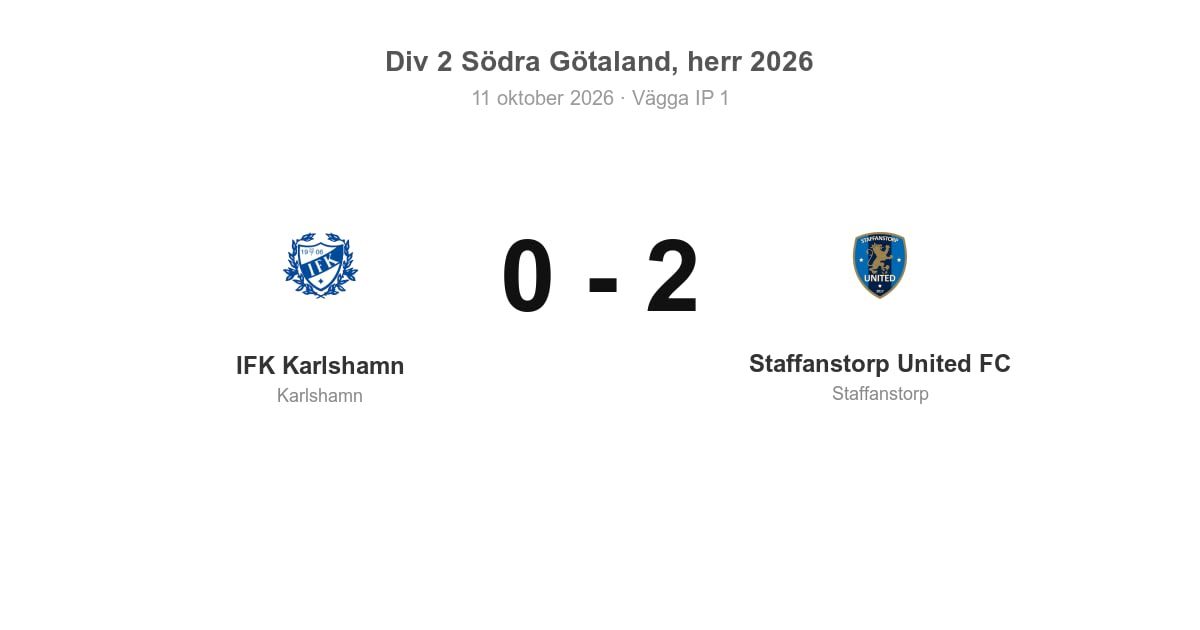 Förlust för IFK Karlshamn hemma mot Staffanstorp United FC
