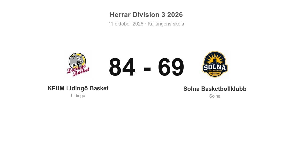 Förlust för Solna i bortamatchen mot KFUM Lidingö Basket