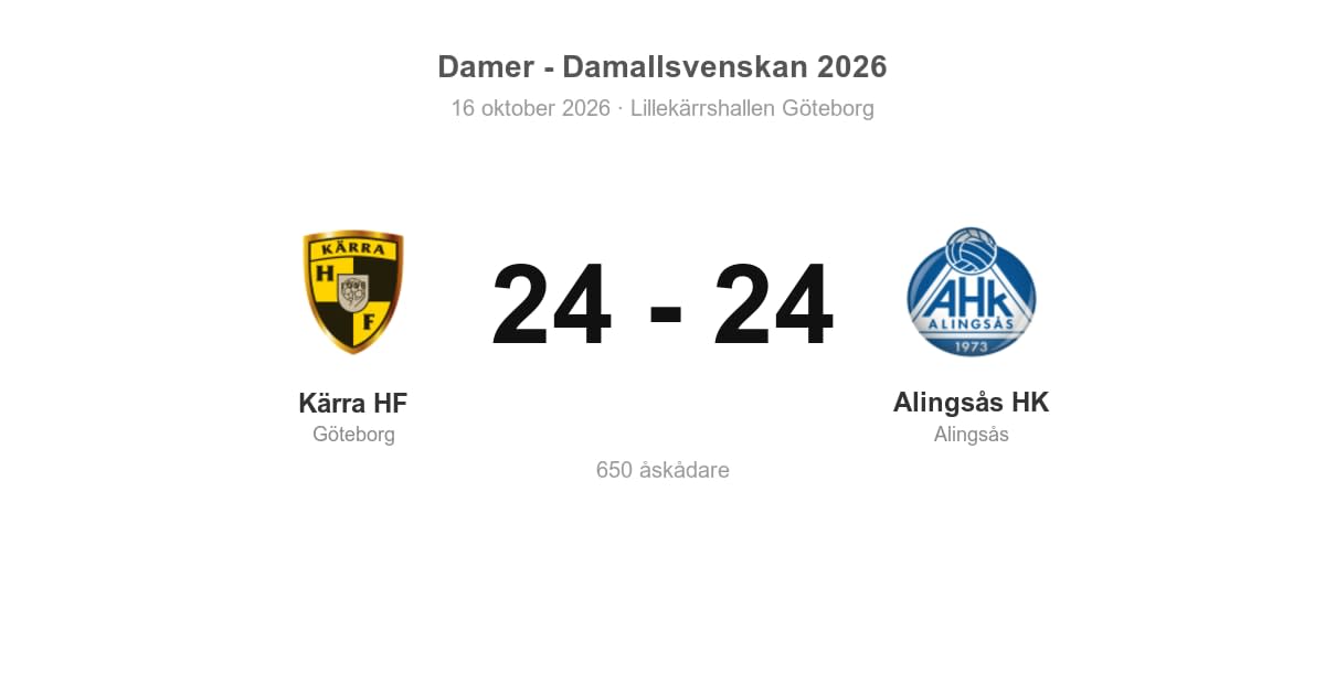 Kärra HF spelade oavgjort hemma mot Alingsås HK