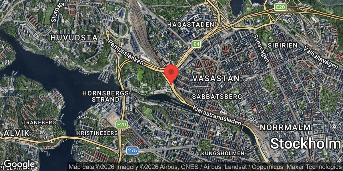 Buss havererade på Pampaslänken mot Solna