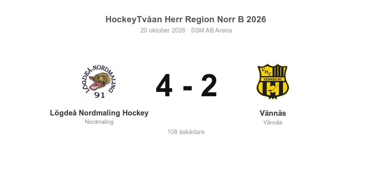 Vännäs föll borta mot Lögdeå Nordmaling Hockey