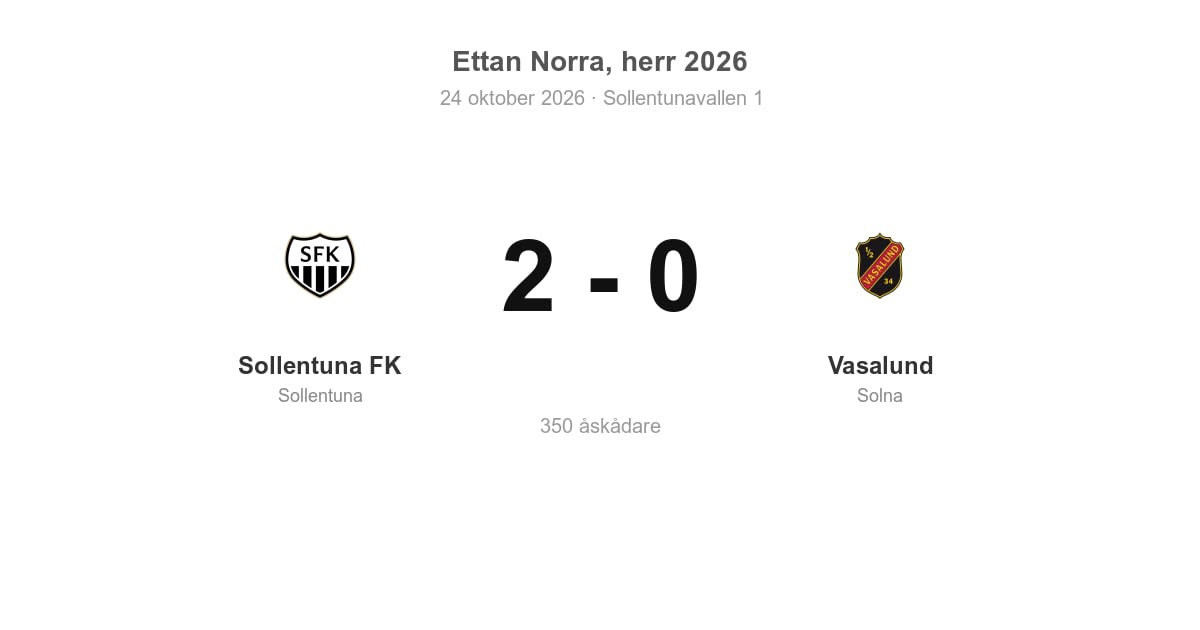 Vasalund föll borta mot Sollentuna FK