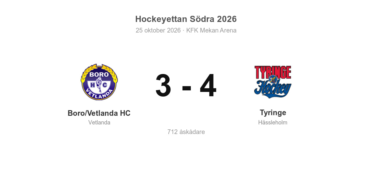 Boro/Vetlanda HC föll hemma mot Tyringe