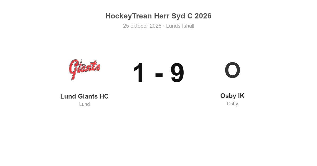 Osby IK vann med 9–1 borta mot Lund Giants HC