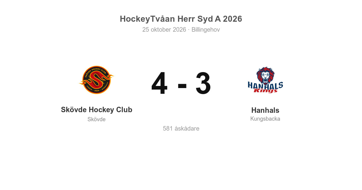 Skövde Hockey Club vann hemma mot Hanhals