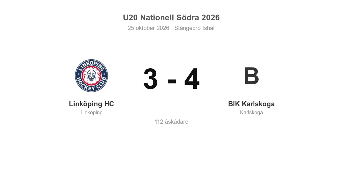 Linköping HC föll med 3–4 mot BIK Karlskoga