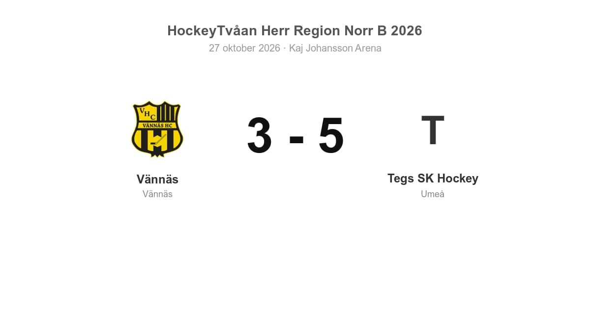Vännäs föll hemma mot Tegs SK Hockey med 3–5