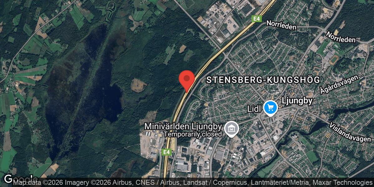 Singelolycka på E4 vid Ljungby S påverkar trafiken mot Värnamo