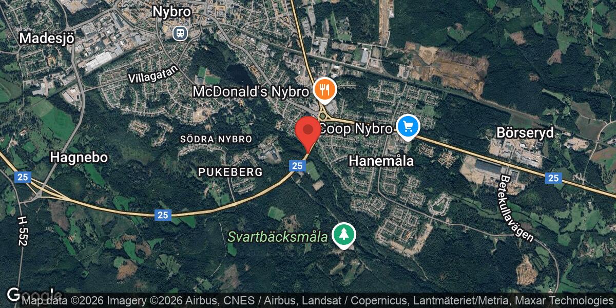 Singelolycka på väg 25 mellan Riddaretorp och Pukeberg i riktning mot Kalmar